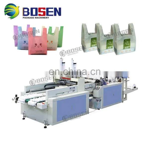 Biodegradable Garbage T-shirt Shopping Plastic Bag Making Machine Price photo-2