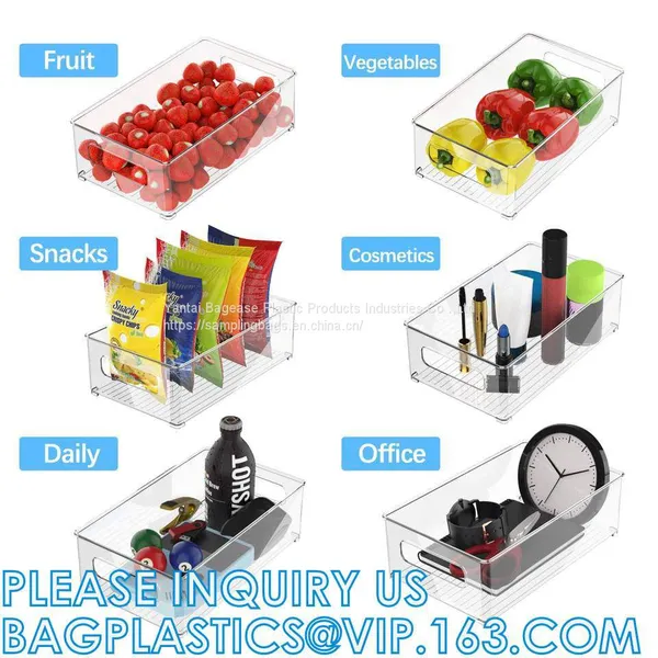 Hot Selling Transparent Plastic Pet Kitchen Stackable Storage Box Bins Container Set Refrigerator Drawer Fridge Organizer photo-4