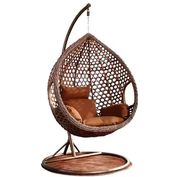 High Quality PE Rattan Metal Stand Patio Hanging Swing Egg Chair for Outdoor or Garden photo-2