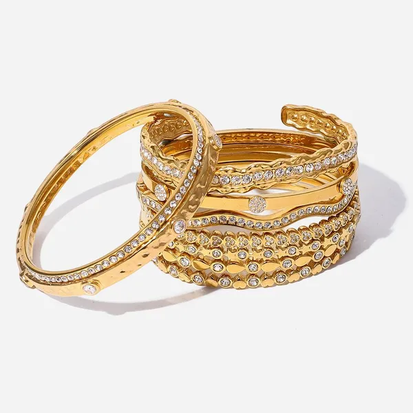 18K Gold PVD Coated Stainless Steel Bangle With Titanium Nitride Barrier & Quick Sampling photo-2
