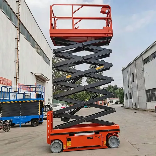 Lead Acid Lithium Li-on Battery Lifting Hydraulic Wheel Scissor Lift With Support Leg