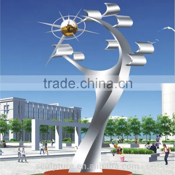 Stainless Steel Sculpture Metal Garden Art Modern Outdoor Matte Large Metal Garden photo-4