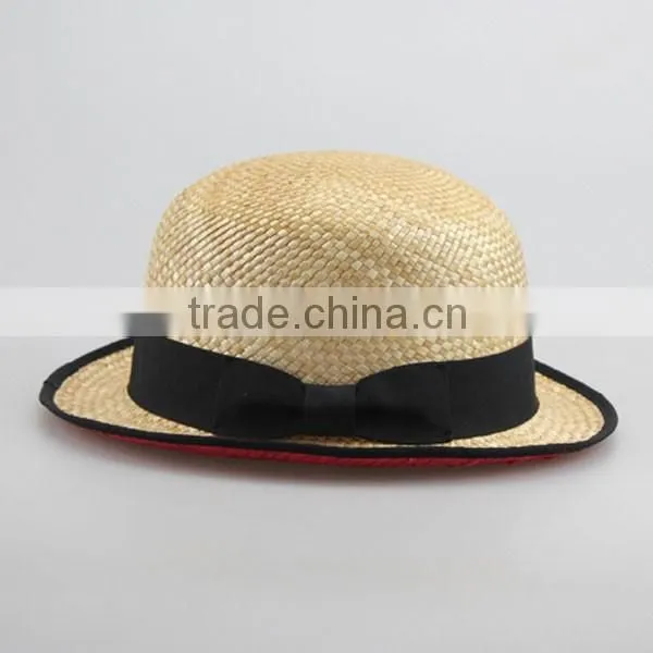 2015 Factory In-stock Natural Round Straw Hat 56cm For Adults Fedora Hat Sraw Hat for Mens Red /blue/green/rose photo-3