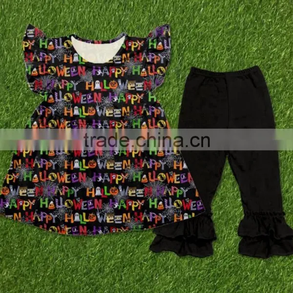 Summer Halloween Boutique Sets Baby Girls Outfit Wholesale Gril Flutter Sleeve Baby Girl Ruffle Pants Remake Outfits