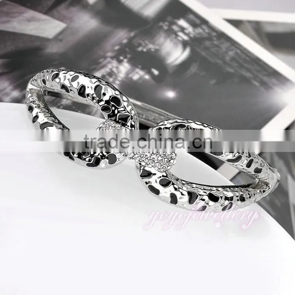 New Products Leopard Silver Color Crystal Enamel Bangle photo-2