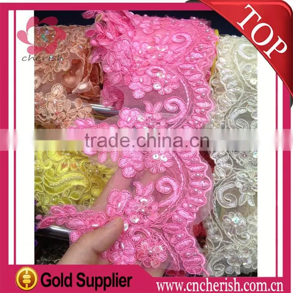 Lovely Gile Lace Chemical Embroidery Fabric Water Soluable Embroidery Lace for Wedding Dress 10 Colors Available