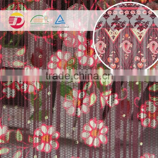 Bulk Top Quality 100%polyerster Print Fluorescent Yellow Lace Fabric
