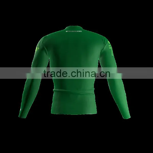 Polyester Spandex Long Sleeves Gang Green Compression Shirt/Rash Guard With Club Logo Player Name and Numbers at Sleeves photo-2