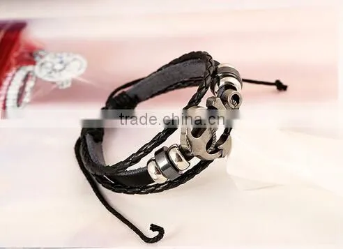 New Arrival Trendy Multi Layer Bracelet Leather Anchor Bracelet/ photo-6