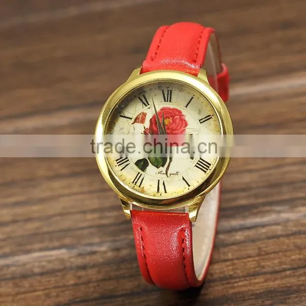 Printed Flower Watch Ladies and Girls Floral Watches Quartz Movement photo-4