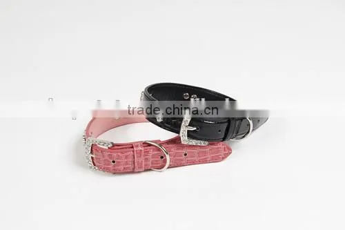 PU Material Dog Collar With Bone Shape Diamond photo-4
