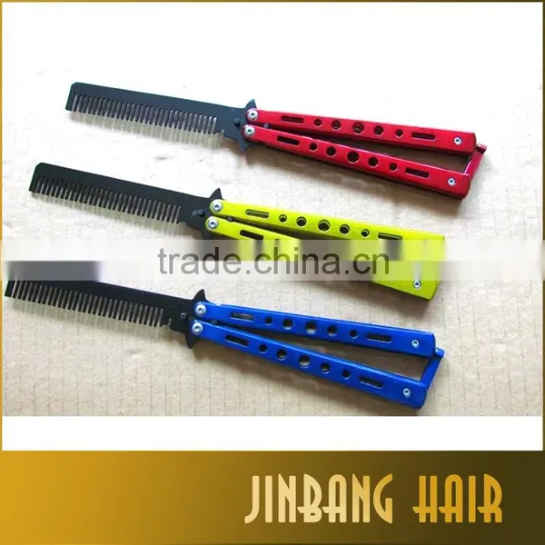 2016 Best Selling Top Quality Two Handles Stainless Steel Butterfly Balisong Folding Pocket Comb Butterfly Trainer Knife Comb photo-6