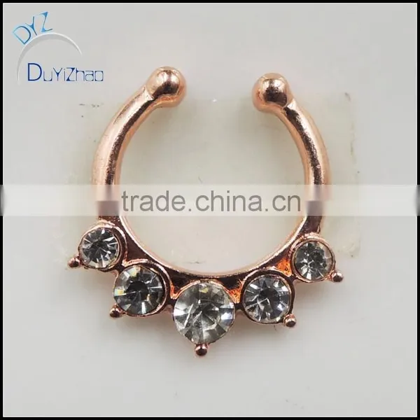 Fashion Fake Septum Rhinestone Hoop Nose Rings photo-2