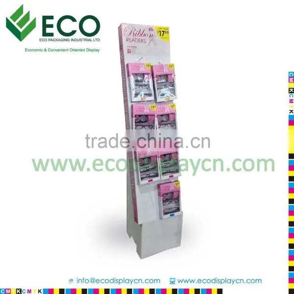 Cardboard Corrugated Eye Glasses Display Standee With Hooks Box