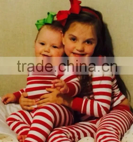 Christmas Striped Pajamas/ Organic Cotton Pajamas/red Stripe photo-2