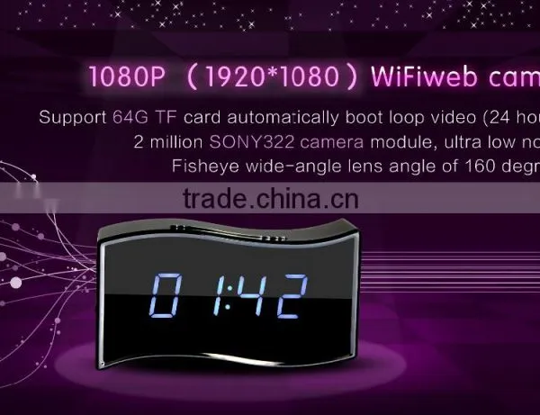 HD 1080P Wide Angle Lens Camera WIFI Clock ,New HD SPY 1080P WIFI Clock Camera photo-3