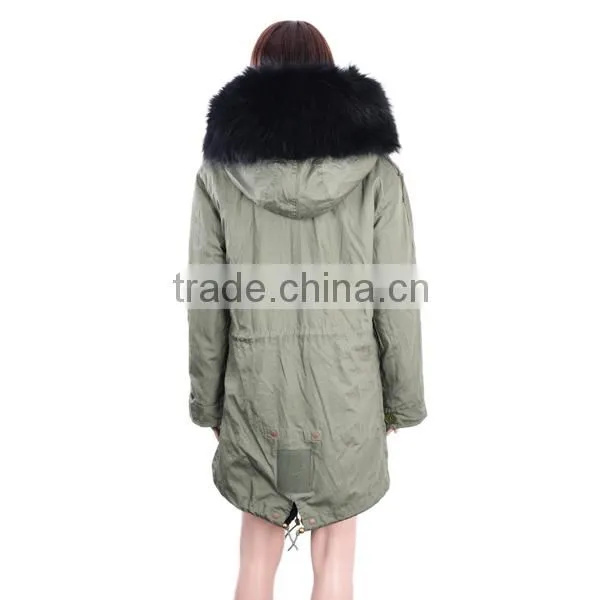 Women Fashion Long Fur Parka/ Raccoon Fur Parka/ Rex Rabbit Fur Lining Parka KZ160051 photo-4
