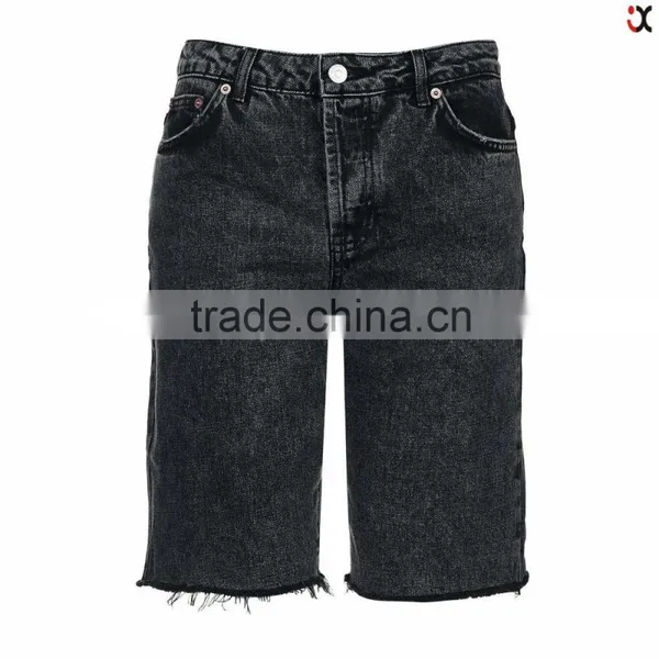 Fashion Design Womens Denim Shorts Wholesale Black Shorts(JXA034)