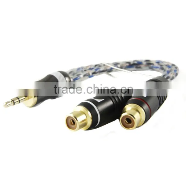 Hifi Cable 3.5 Stereo Plug to 2RCA Female Single Crystal photo-2