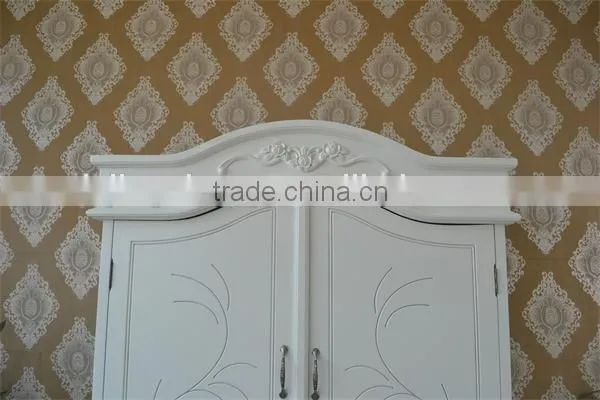 French Style Modern Bedroom Furniture Oak Wood Wardrobe With Two Door photo-3