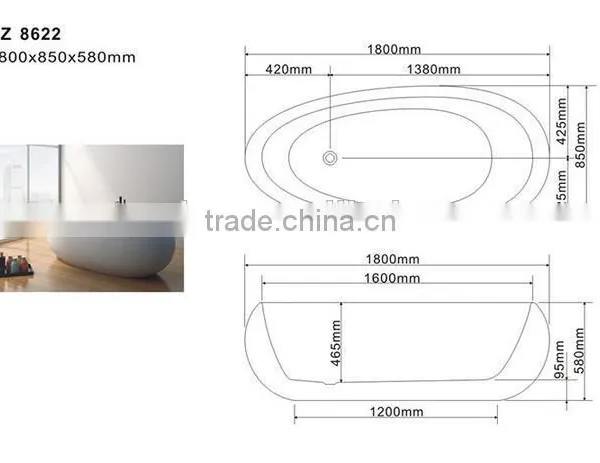 Portable Freestanding Solid Surface Bathtub,Italia Classic Design Resin Stone Round Bathtub for Bathroom Furniture photo-5