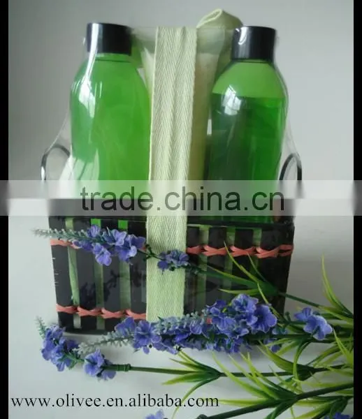 Nice Fragrance Bath Set 170ml Shower Gel Bubble Bath and 70ml Body Lotion 100g Soap Fizzer With Bamboo Basket photo-3