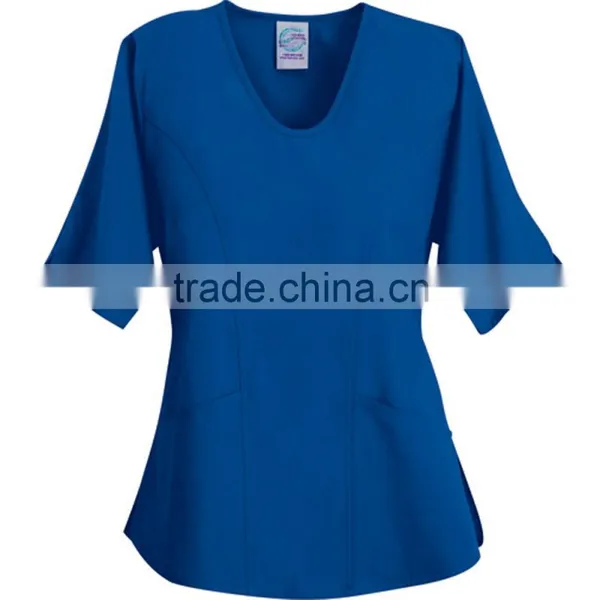 S.C.R.U.B.S. 100% Cotton Unisex Scrubs 1-Pocket V-Neck Top Brushed Poplin Scrubs Suits photo-2