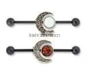 Wholesale Cheap Industrial Barbell, 316L Industrial Barbell, Ear Piercing Opal Stone Jewelry Barbell