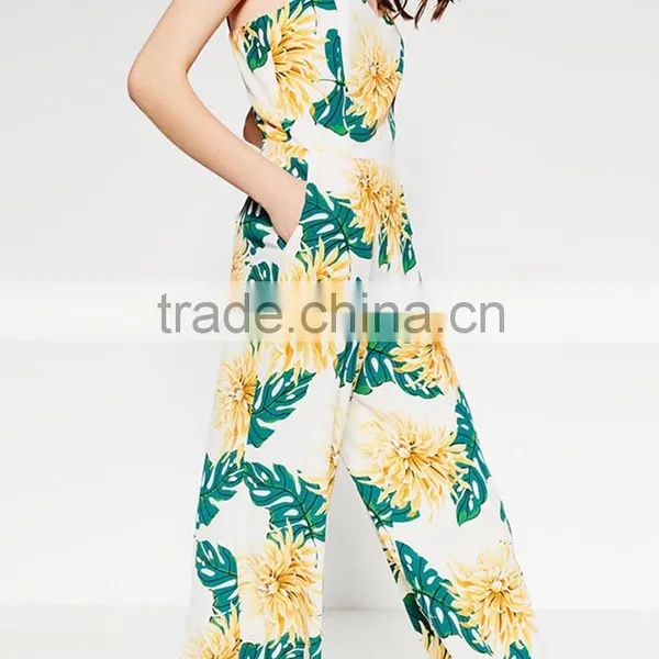 Women's Shoulder Strap Wrap Plunge Floral Print Cami Jumpsuit photo-3