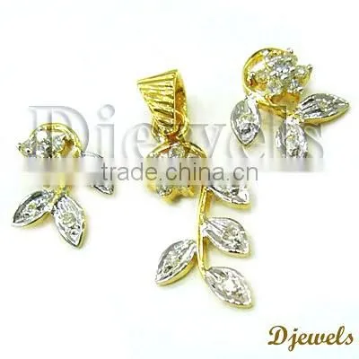 Diamond Gold Pendant Sets, Diamond Pendant Sets, Ladies Jewelry photo-3