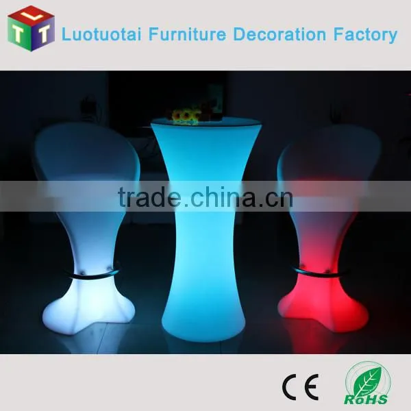 PE Plastic Led Outdoor Lounge Bar Cocktail Table