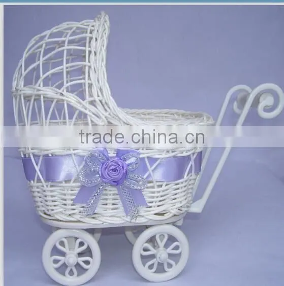 SMALL or LARGE Baby Pram Hamper Wicker Basket for Baby Shower Gifts photo-2