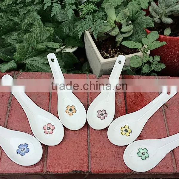 SP-1541 Haonai Flower Decal Ceramic Spoon, Ceramic Soup Spoon photo-5