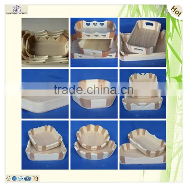 Customized Handmade Handle Round Wood Organizer Tray photo-5