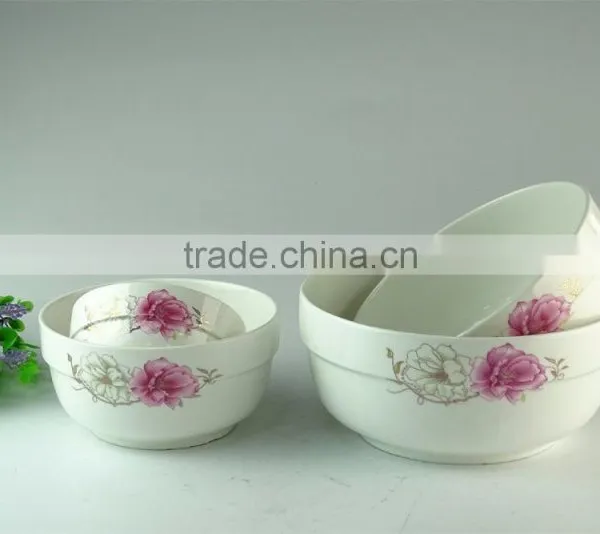 Chaozhou Supplier Stocked Wholesale 7.87inch White Ceramic Bowls With Flower Decal Household Bowls photo-2