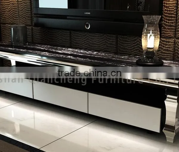 Modern Marble Classic TV Stand With Stainless Steel Feet photo-4