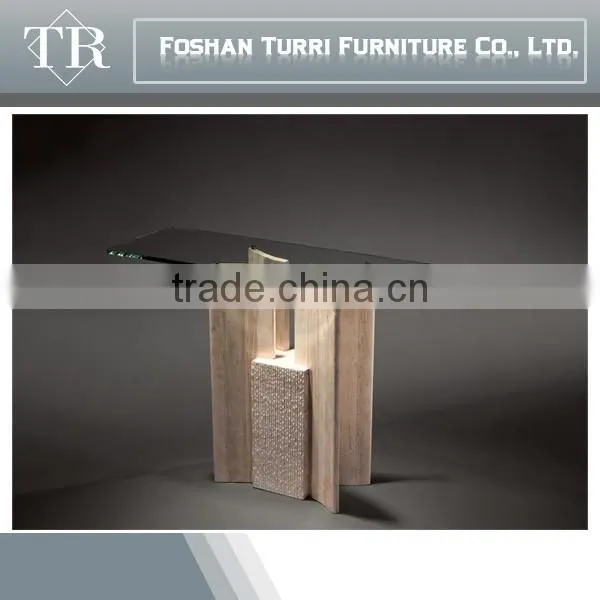 Modern Nature White Marble Travertine Console Table With Glass Top photo-6