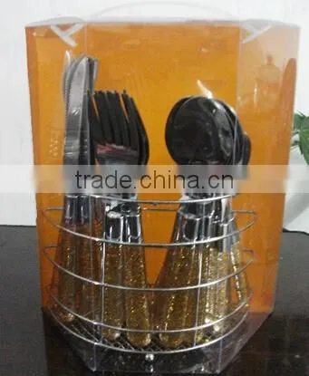 Plastic Handle 24pcs Cutlery Set in PVC Box and Low Price photo-3