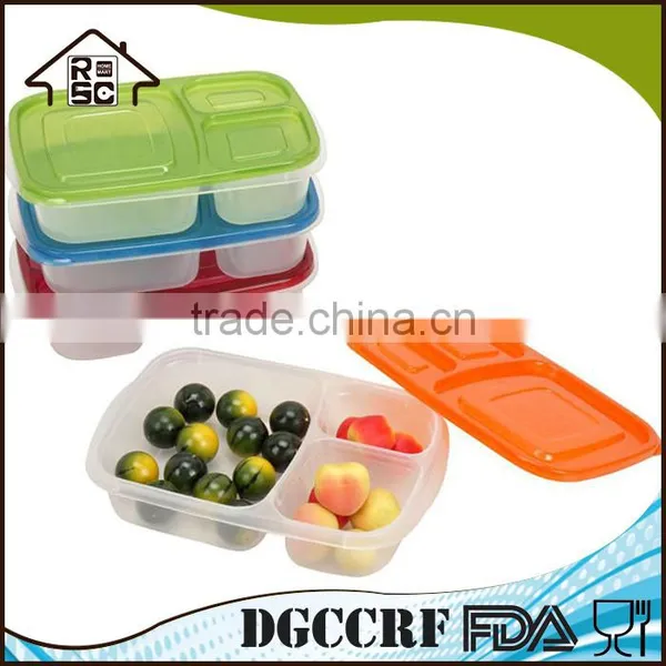 NBRSC Meal Prep Food Containers 3 Compartment Stackable Lunch Box Section Bento Box With Lids Durable Reusable photo-3