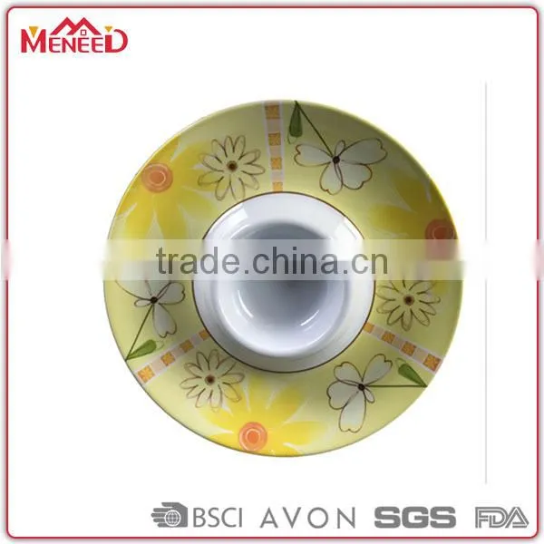 Dinner Used Melamine Chip Dishes, 13" Coloured Snack Plate photo-2