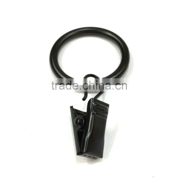 High Quality Black Coated Iron Curtain Ring With Clip / Rod Ring With Clip Hanging / A Ring With A Clip photo-6