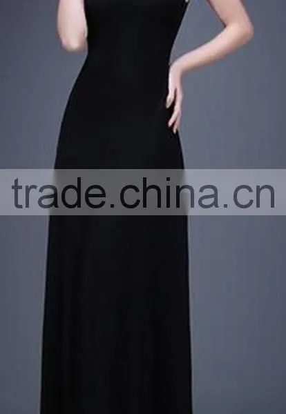 New Summer Formal Evening Elegant Sexy Long Slim Women Black Halter Dress photo-2