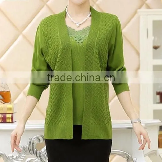 2015 Autumn Sweater Knit Fabric,Two Piece Knit Sweater,cardigan Long Sleeve Custom Knit Sweater and Short Sleeve Knit Sweater photo-4