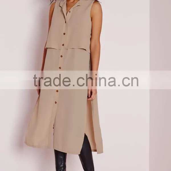 Hot Sale Lady Sleeveless Double Layer Utility Blouse New Patterns photo-2