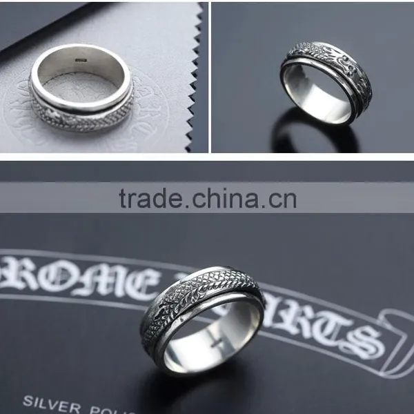 Fancy Chinese Dragon Design Cool Punk Style Brass / 925 Sterling Silver Men's Ring photo-6