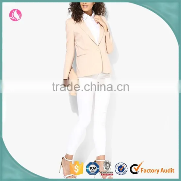 Latest Blazer Design Women Office Lady Pink Custom OEM Jacket, Woman Clothing photo-4