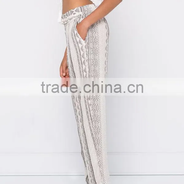 Fashion Bohemian Chiffon Cheap Ladies Loose Long Girl Wide Leg Casual Summer Beach Palazzo Blouse Coat Pant photo-2