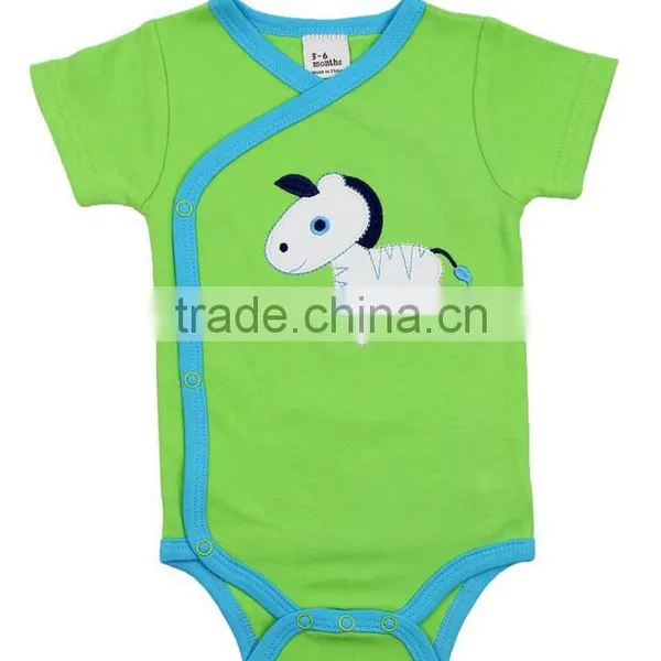 3-6 Months Applique Boat Summer Wear Short Sleeve Newborn Organic Cotton Baby Toddler Clothing Design China photo-4