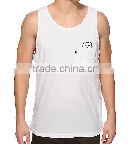 Custom Cotton Breathe Freely Absorbent Water Tank Top With Pocket photo-6