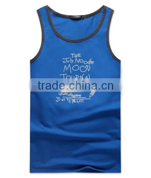 2017 New Fashion Design OEM Customized 3D Print Your Own Brand LogoSportswear 95%Cotton 5%Spandex Plain Gym Stringer Men Singlet photo-3